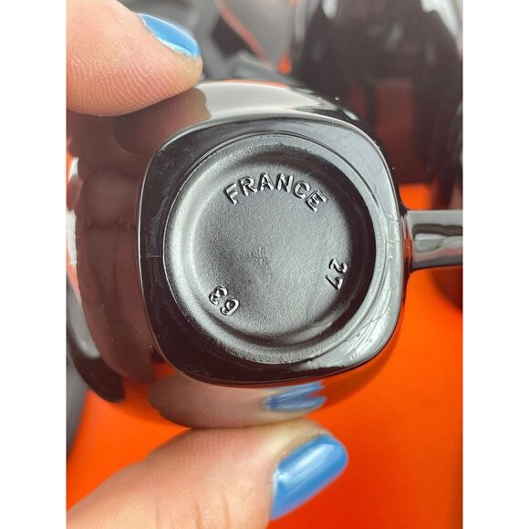 Vintage 1980s demitasses and saucers set, square black glass, Arcoroc France - Picture 10 of 10